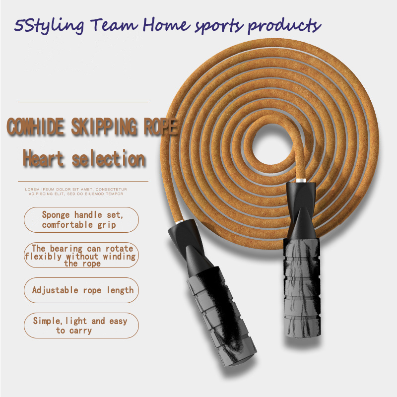 落書きハンドルをスキップする新しい牛革ロープは、ウェイトフィットネス製品に耐えることができます。